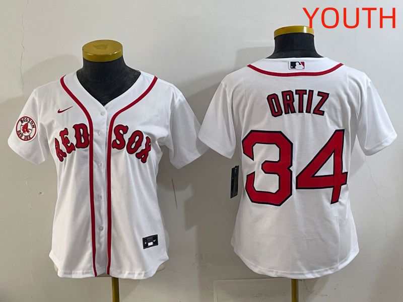 Youth 2025 Boston Red Sox #34 Ortiz White Game Nike MLB Jersey style 6